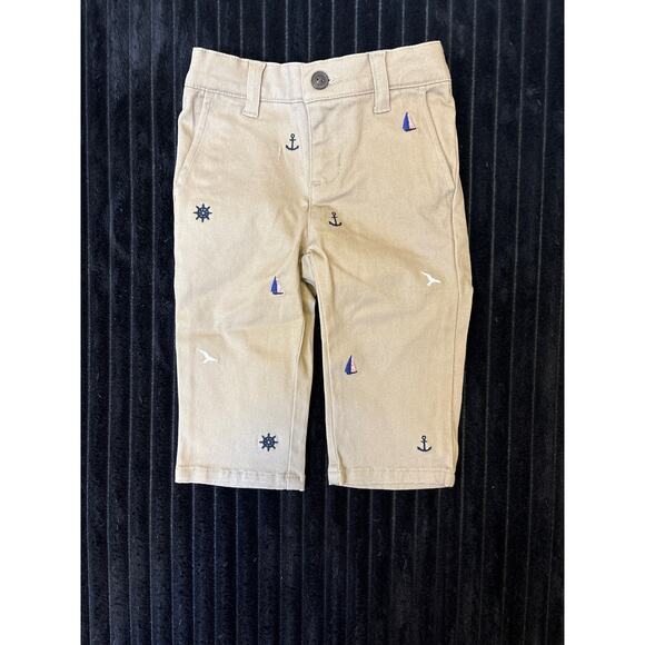 Janie and Jack Brown Nautical Pants 6-12M Button Zip Pockets Belt Loops NWOT - Picture 1 of 2